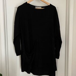 Elizabeth Suzann Long Sleeve Harper Tunic in Black Raw Silk